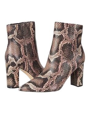 Marc Fisher Ulani Snakeskin print Leather Booties Pointed toe Block heel 9.5